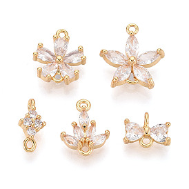 Латунные подвески из прозрачного кубического циркония, реальный 18 k позолоченный, долговечный, без никеля 