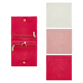 3 шт. 3 цвета складные микрофибровые и флисовые мешочки для хранения украшений на молнии для серег, ожерелий, колец, квадратный