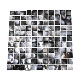 Cabochons en mosaïque de lèvres noires naturelles, carrée, dos plat