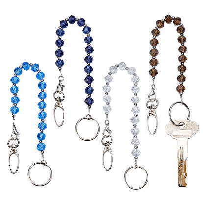 4брелок из сплава, акрила и стекла, с железной застежкой и застежками-лобстерами из сплава