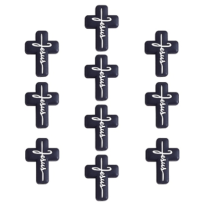 10Pcs Silicone Beads, Cross