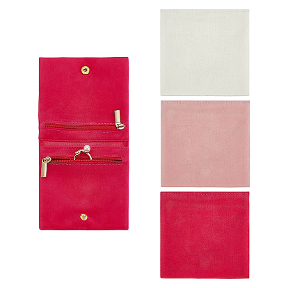 3 шт. 3 цвета складные микрофибровые и флисовые мешочки для хранения украшений на молнии для серег, ожерелий, колец, квадратный