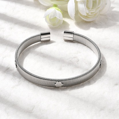 304 плоские браслеты-змейки из нержавеющей стали для женщин, с цветочным узором