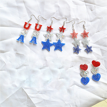 День независимости серьги из сплава и акрила