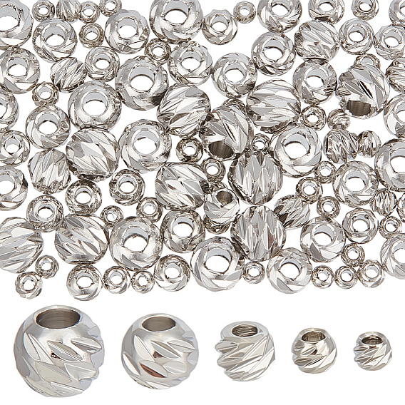 100 шт 5 стили латунные бусины, круглые, граненые