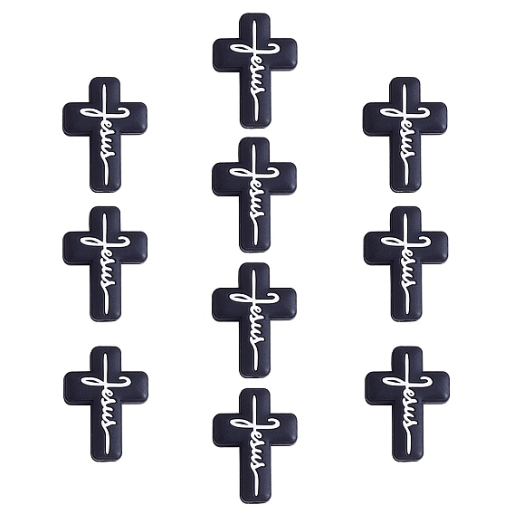10Pcs Silicone Beads, Cross