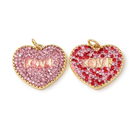 Подвески латунные горный хрусталь, сердце прелести, с полимерной глиной, стойки покрытие, долговечный, без свинца и без кадмия, с целью перехода в кольце