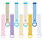 9Pcs 9 Colors Alloy Polyester Keychains, Rectangle, with Spring Gate Rings