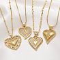 Valentine's Day Brass Micro Pave Clear Cubic Zirconia Pendant Necklaces for Women, Heart