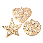 304 Stainless Steel Pendants, with Rhinestone, Ion Plating(IP), Golden