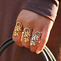 304 Stainless Steel Cuff Open Rings, Leaf