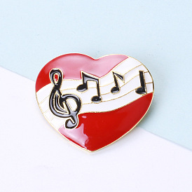Japanese Alloy Music Note Heart Brooch Preventing Light Buckle Suit Sweater Pin