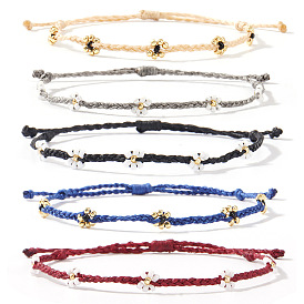 Старинный стеклянный бисерный жемчужный браслет регулируемый для девочки, цветок