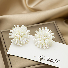 Exaggerated personality firework earrings - trendy baroque pearl ear studs for women.
