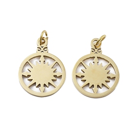 304 подвески из нержавеющей стали, круглый с компасом, с целью перехода в кольце, ионное покрытие (ip)