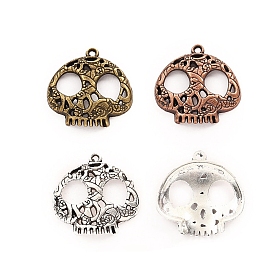 Tibetan Style Alloy Pendants, Skull