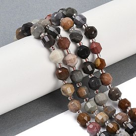 Natural Ocean Jasper Beads Strands, Faceted, Bicone, Double Terminated Point Prism Beads