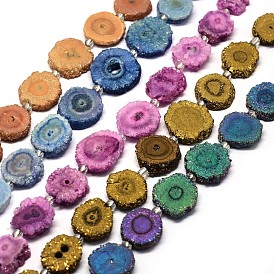 Natural Druzy Quartz Crystal Beads Strands, Solar Quartz, Dyed, Nuggets