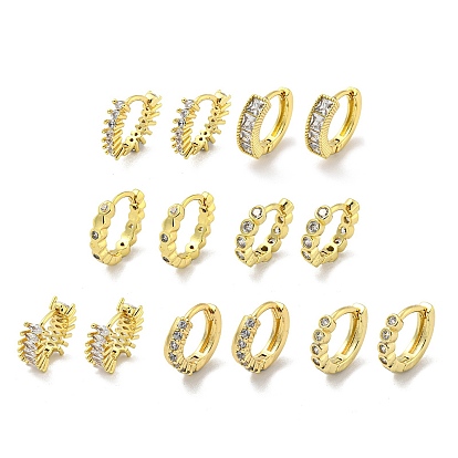 Серьги-кольца из латуни с микропаве из кубического циркония, реальный 18 k позолоченный