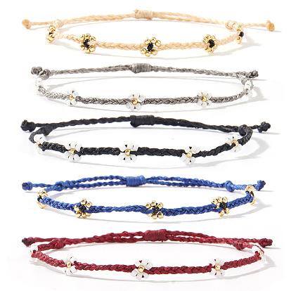 Старинный стеклянный бисерный жемчужный браслет регулируемый для девочки, цветок