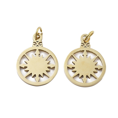 304 подвески из нержавеющей стали, круглый с компасом, с целью перехода в кольце, ионное покрытие (ip)