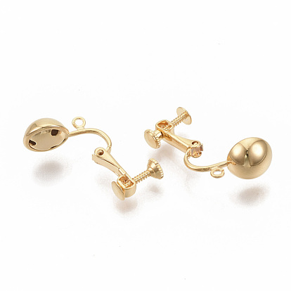 Brass Screw On Clip Earring Converter, Spiral Ear Clip, for Non-Pierced Ears, with Loop, Nickel Free