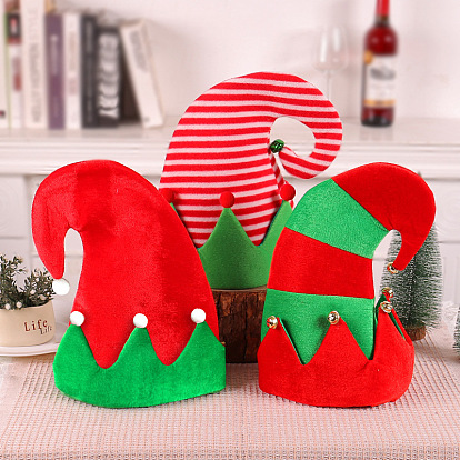Hong Kong Love Bell Christmas Hat Christmas Decoration Supplies Elf Hat Striped Splicing Hat Ornament