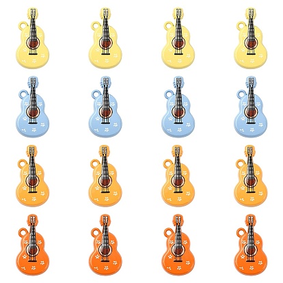 16 шт. 4 цвета подвески из цинкового сплава, окрашенные распылением, гитар, напечатанный