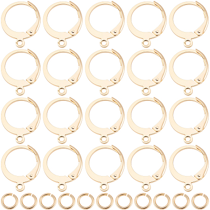 30 шт. 304 серьги с рычагом из нержавеющей стали, с горизонтальной петлей, с 30шт. латунным соединительным кольцом для крепления на стойке