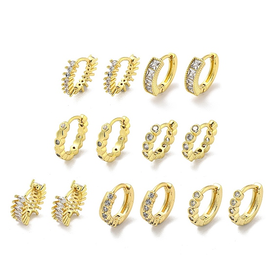 Серьги-кольца из латуни с микропаве из кубического циркония, реальный 18 k позолоченный