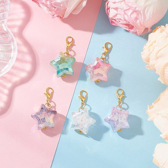 Подвесные украшения в виде акриловых звезд, Застежки-когти из сплава омара, подвески для украшений сумок