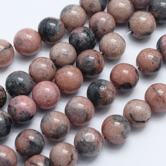 Natural Gemstone Beads Strands, Dyed, Imitation Rhodonite, Round