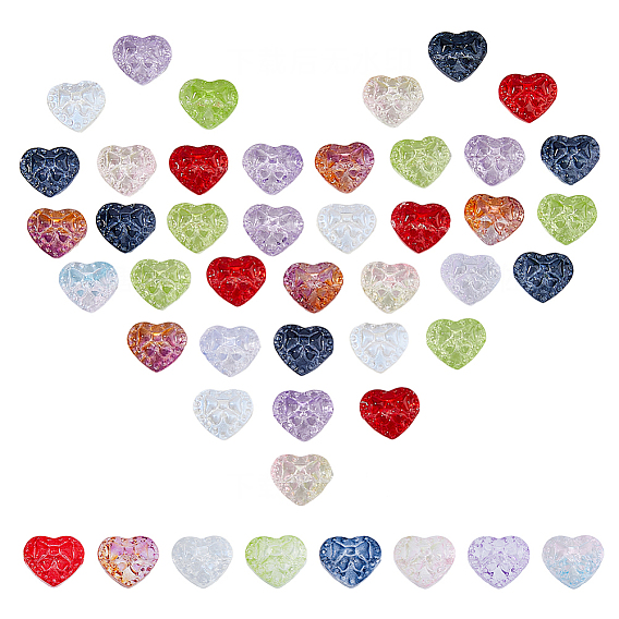 120 шт 8 цвета стеклянные бусины, сердце с бантом