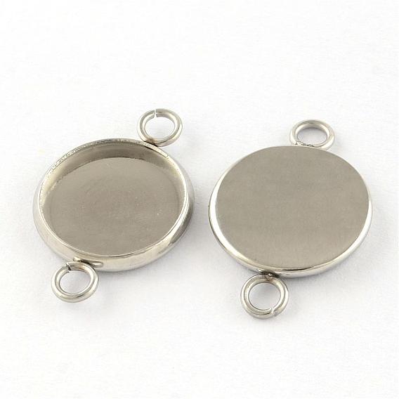 304 из нержавеющей стали параметров соединителя кабошон, чашки безель с краями, плоско-круглые