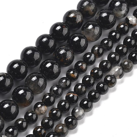 Натуральный черный турмалин бисер нитей, круглые, класс b