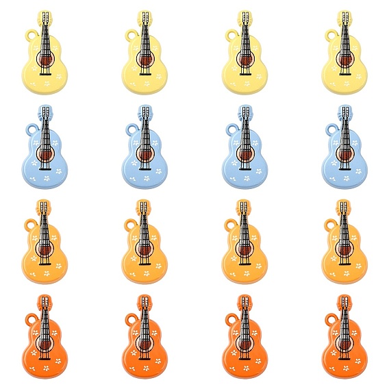 16 шт. 4 цвета подвески из цинкового сплава, окрашенные распылением, гитар, напечатанный