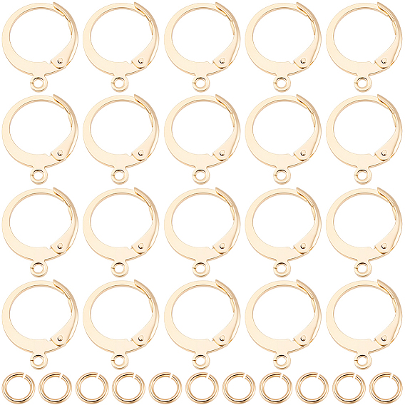 30 шт. 304 серьги с рычагом из нержавеющей стали, с горизонтальной петлей, с 30шт. латунным соединительным кольцом для крепления на стойке