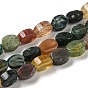 Natural Indian Agate Beads Strands, Flat Oval