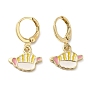 Real 18K Gold Plated Brass Dangle Leverback Earrings, with Colorful Enamel