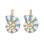 Brass with Enamel Pendants, Nautilus Shell Shape Charms, Cadmium Free & Lead Free, Long-Lasting Plated, Rack Plating, Real 18K Gold Plated