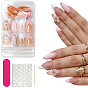 1 Bag ABS Plastic Full Cover Press On False Nails, Nail Art Detachable Manicure, with Adhesive Tapes, Wood Manicure Stick & Polish Strip File