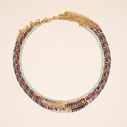 Collier de perles de riz en pierres précieuses semi-précieuses de style bohème, Collier de luxe pour femme, résistant aux couleurs et léger.