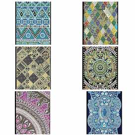DIY Mandala Pattern Diamond Painting Notebook Kits, Including Resin Rhinestones, Pen, Tray & Glue Clay