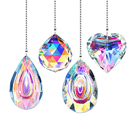Clear AB Glass Teardrop/Heart Pendant Decorations, for Fan Light Switch Hanging Decorations
