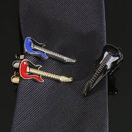 Brass Enamel Tie Clips, Guitar