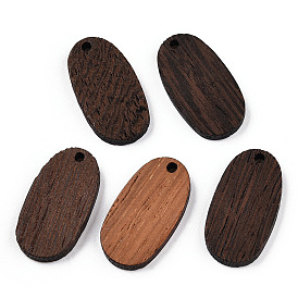 Pendentifs en bois de wengé naturel, non teint, charmes ovales