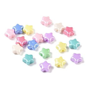 Plating Opaque Acrylic Beads, Star, Pearlized