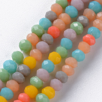 Opaque Glass Beads Strands, Faceted Abacus
