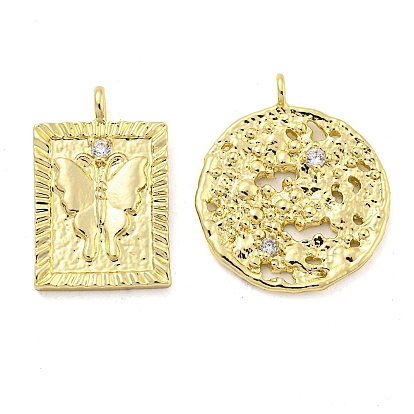 Brass Micro Pave Clear Cubic Zirconia Pendants