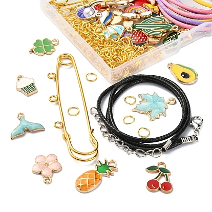 China Factory DIY Jewelry Making Kits, including Alloy Enamel Pendants,  Iron Kilt Pins Brooch Findings, Brass Jump Rings, Imitation Leather Cord  and Waxed Cord Necklace Making 16.8x10x1.5mm, Hole: 1.8mm in bulk online 